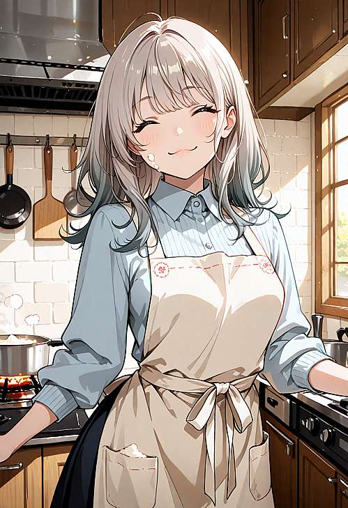 女人在迷你厨房做美食